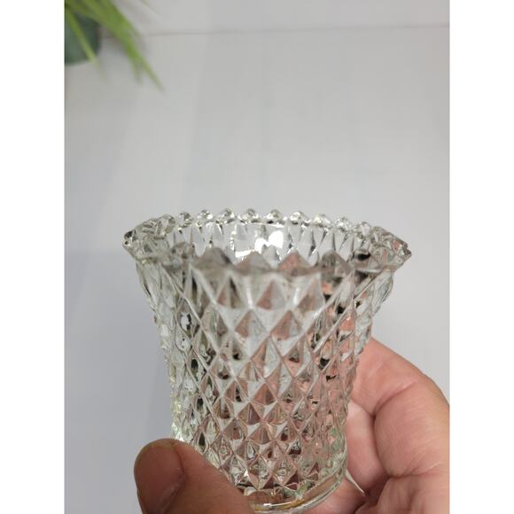 Vintage Clear Diamond Point Pegged Votive Cup, Candle Holder, Home Interiors - Picture 3 of 3